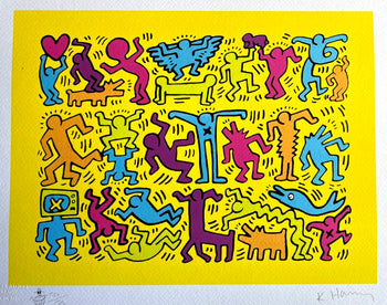 Keith Haring Lithograph Of A Coa Painting Signed