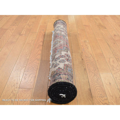 3'5"X5' Red Vintage Bohemian Zoroastrian Khamadan Wool Hand Knotted Rug