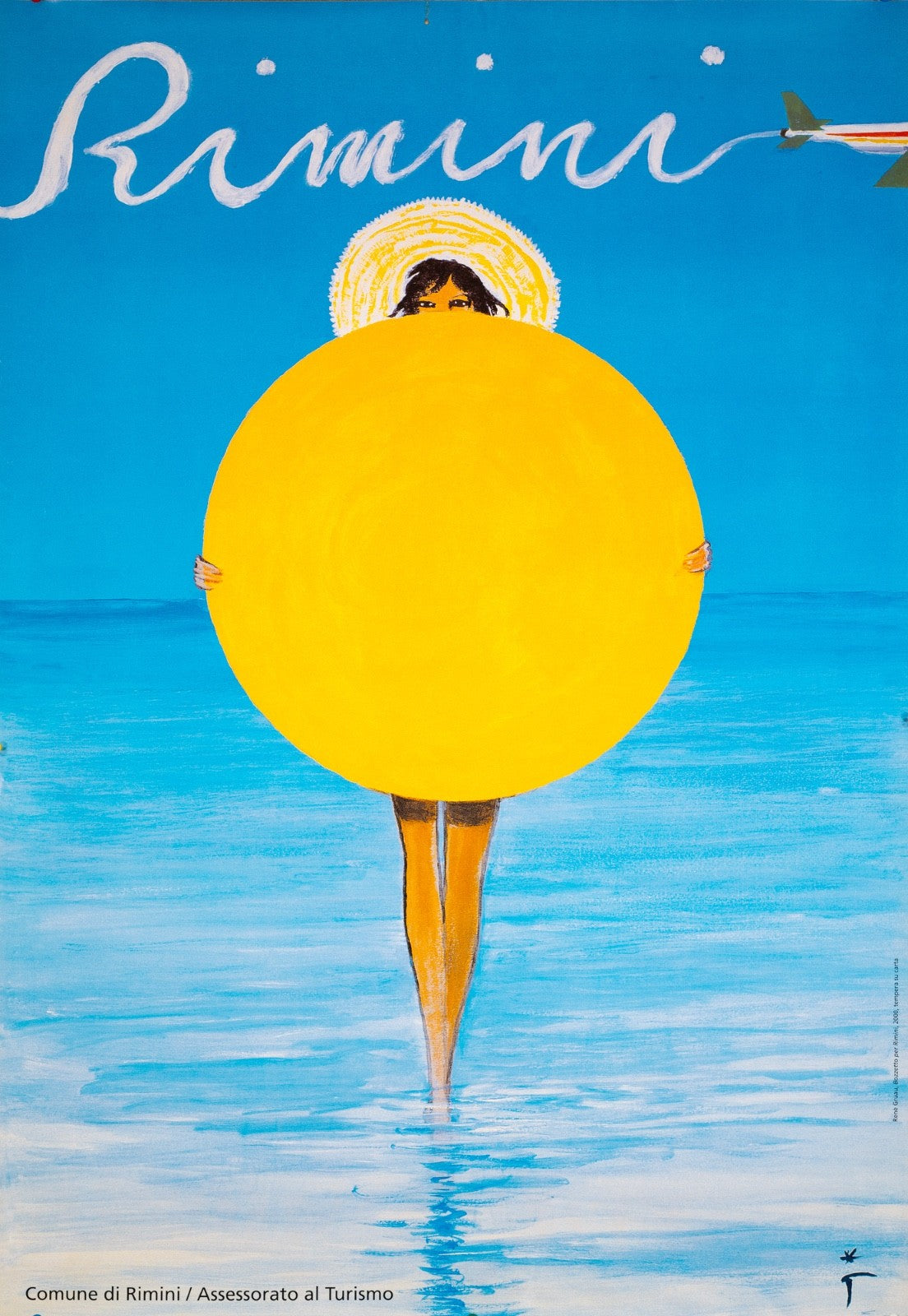 Ren Gruau  Rimini Sun Girl, 2000 Original Italian Adriatic Beach Travel Poster