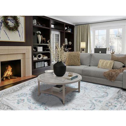 9'X11'9" White Aubusson Design Zoroastrian 300 Kpsi Wool Hand Knotted Rug