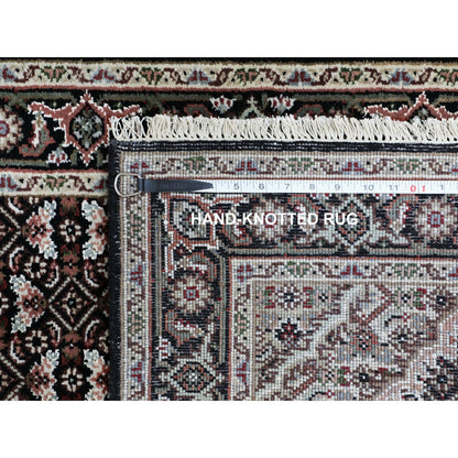 2'6"X10'1" Black Tebraz Mahi Fish Design Runner Hand Knotted Rug