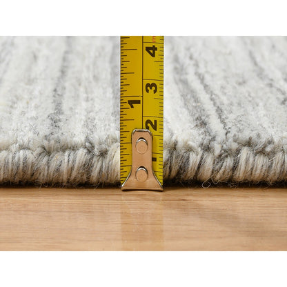 6'1"X6'1" Gray Undyed Natural Wool Modern Design Hand Loomed Square Rug