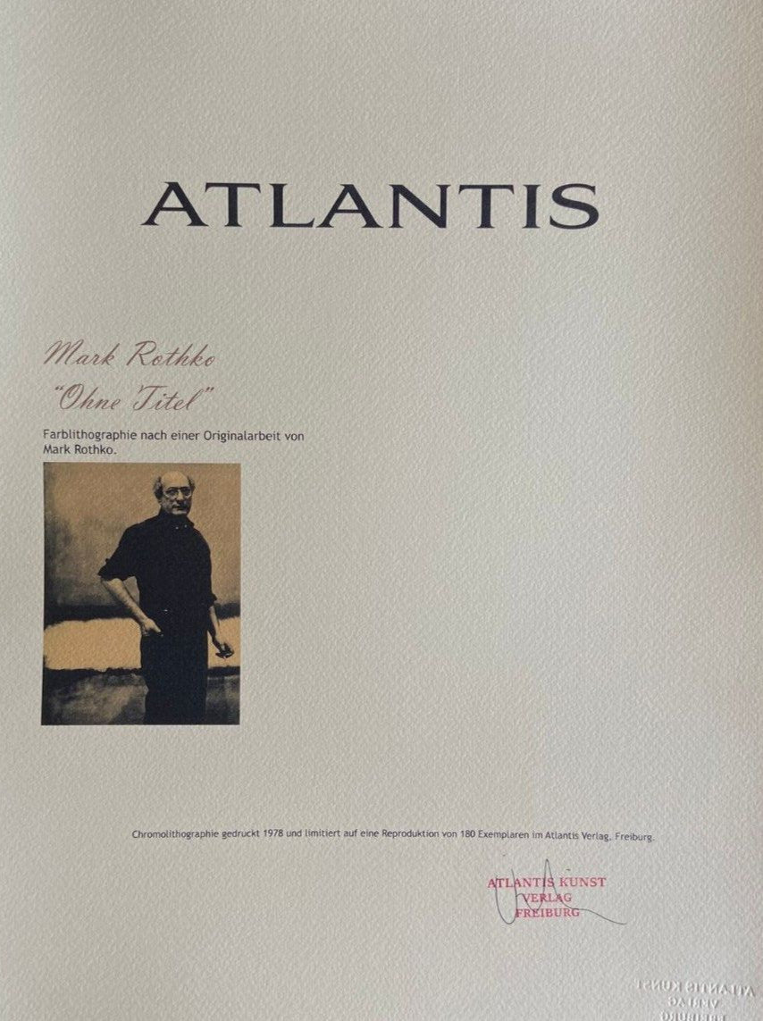 Mark Rothko Lithograph Signed Coa Numbered In Pencil 180 Copies