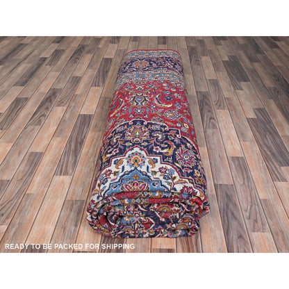 9'8"X12'10" Red Zoroastrian Kishoon Hand Knotted Soft Wool Oriental Rug