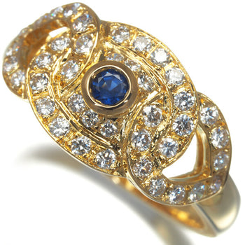 Garrard Ring Sapphire Diamond One One Two Us6 18K 750 Yellow Gold