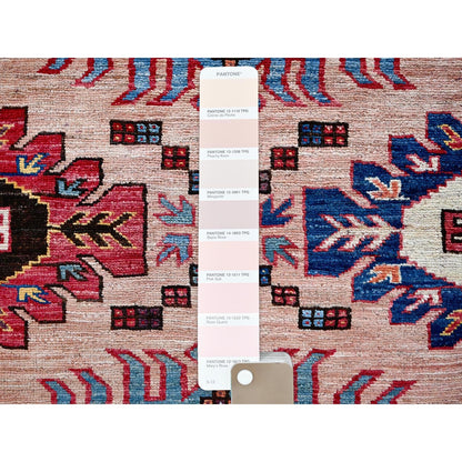 8'3"X10'6" Peach Afghan Caucasian Design Revival Hand Knotted Soft Wool Rug