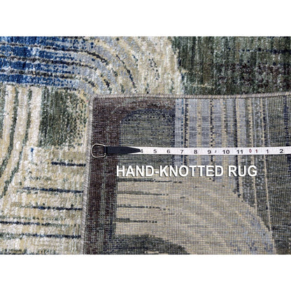 4'X6'1" The Intertwined Passage Silk With Textured Wool Hand Knotted Rug