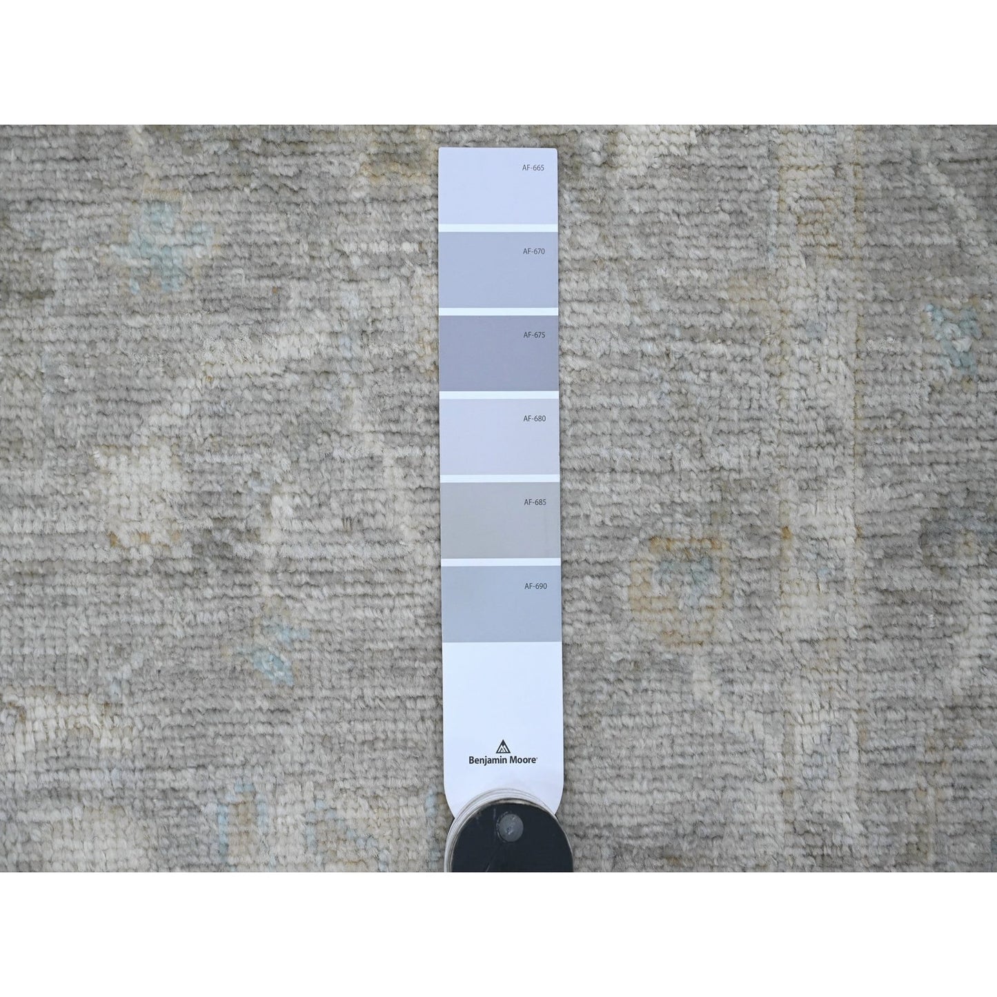 4'1"X5'10" Fossil Gray Hand Knotted Afghan Angora Oushak 100% Wool Rug