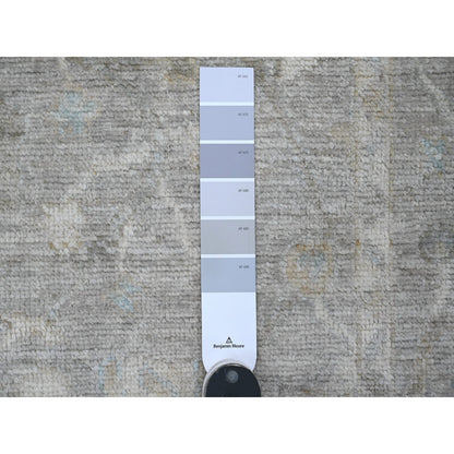 4'1"X5'10" Fossil Gray Hand Knotted Afghan Angora Oushak 100% Wool Rug