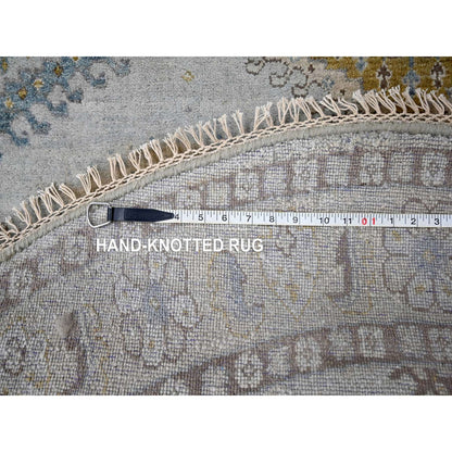 6'X6' Gray Zoroastrian 100% Wool Village Inspired Hand Knotted Round Rug