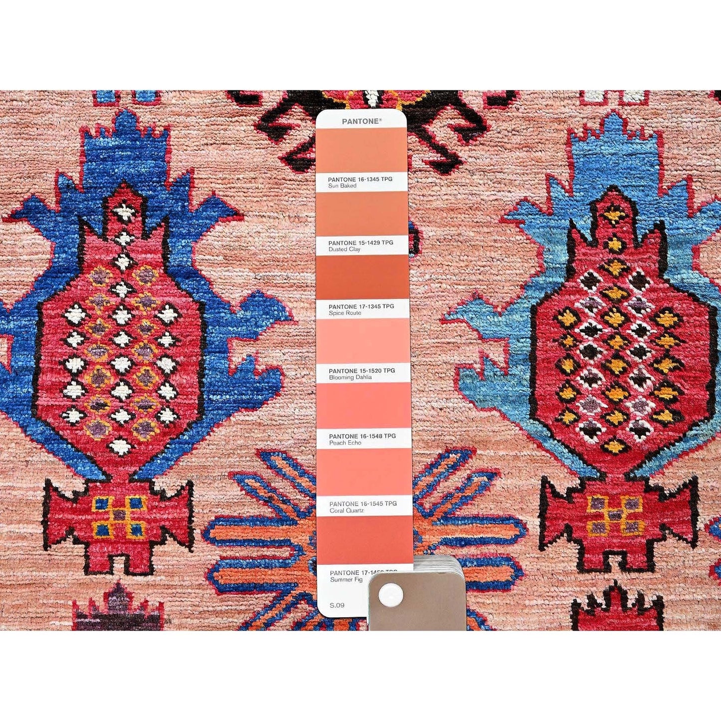 5'X6'7" Cantaloupe Orange Caucasian Design Revival Hand Knotted Wool Rug