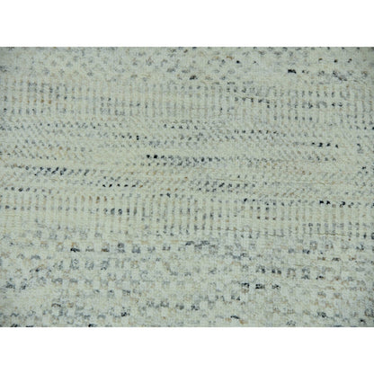 8'X8' Earl Gray Hand Knotted 100% Undyed Wool Grass Design Round Rug
