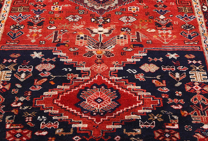 Muted Red Tribal Floral Design Oriental Rug