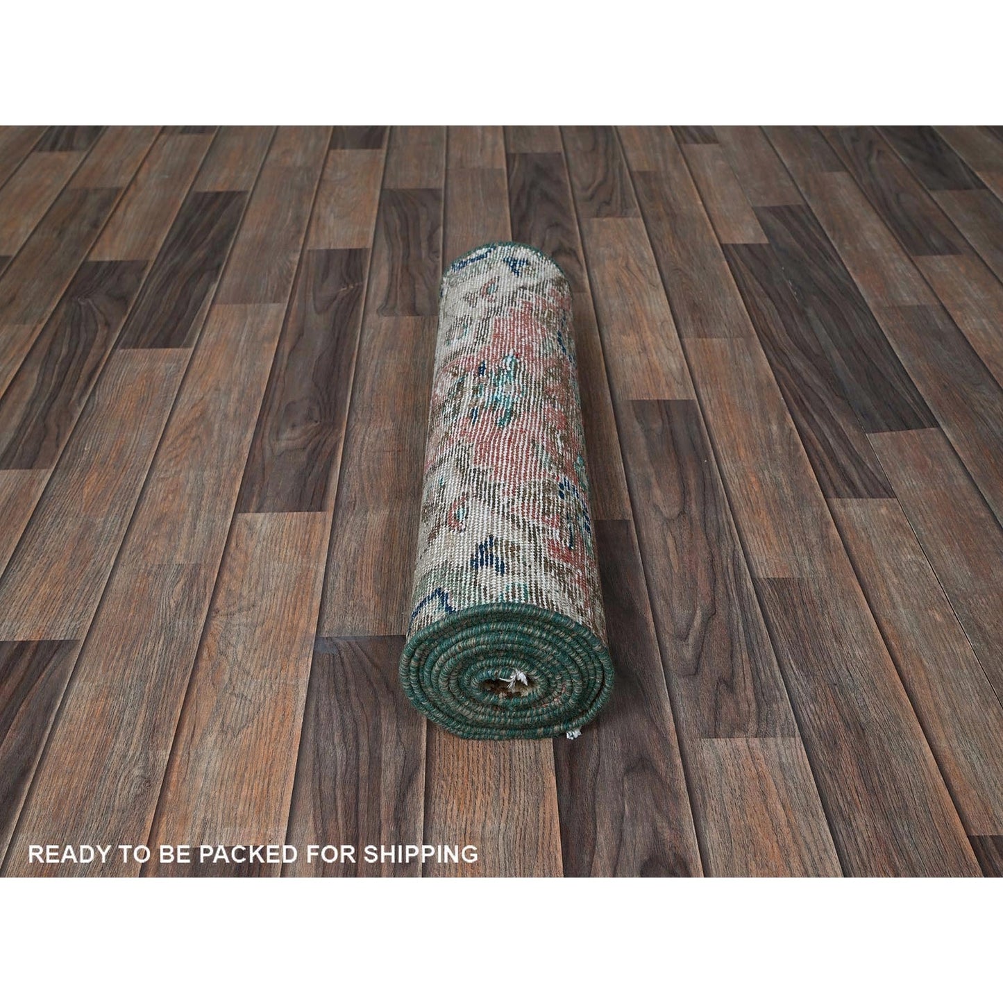 2'X9' Salmon Pink Vintage Zoroastrian Heris Hand Knotted Wool Runner Rug