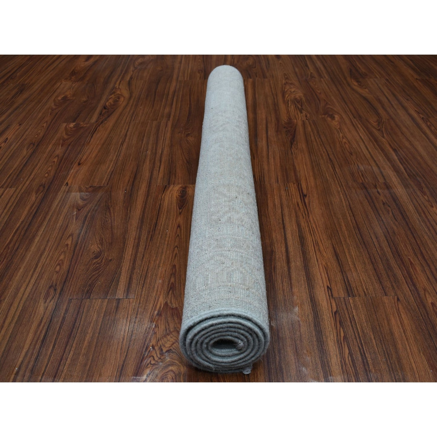 4'1"X6'1" White Wash Peshawar Mahal Design Pure Wool Hand Knotted Rug