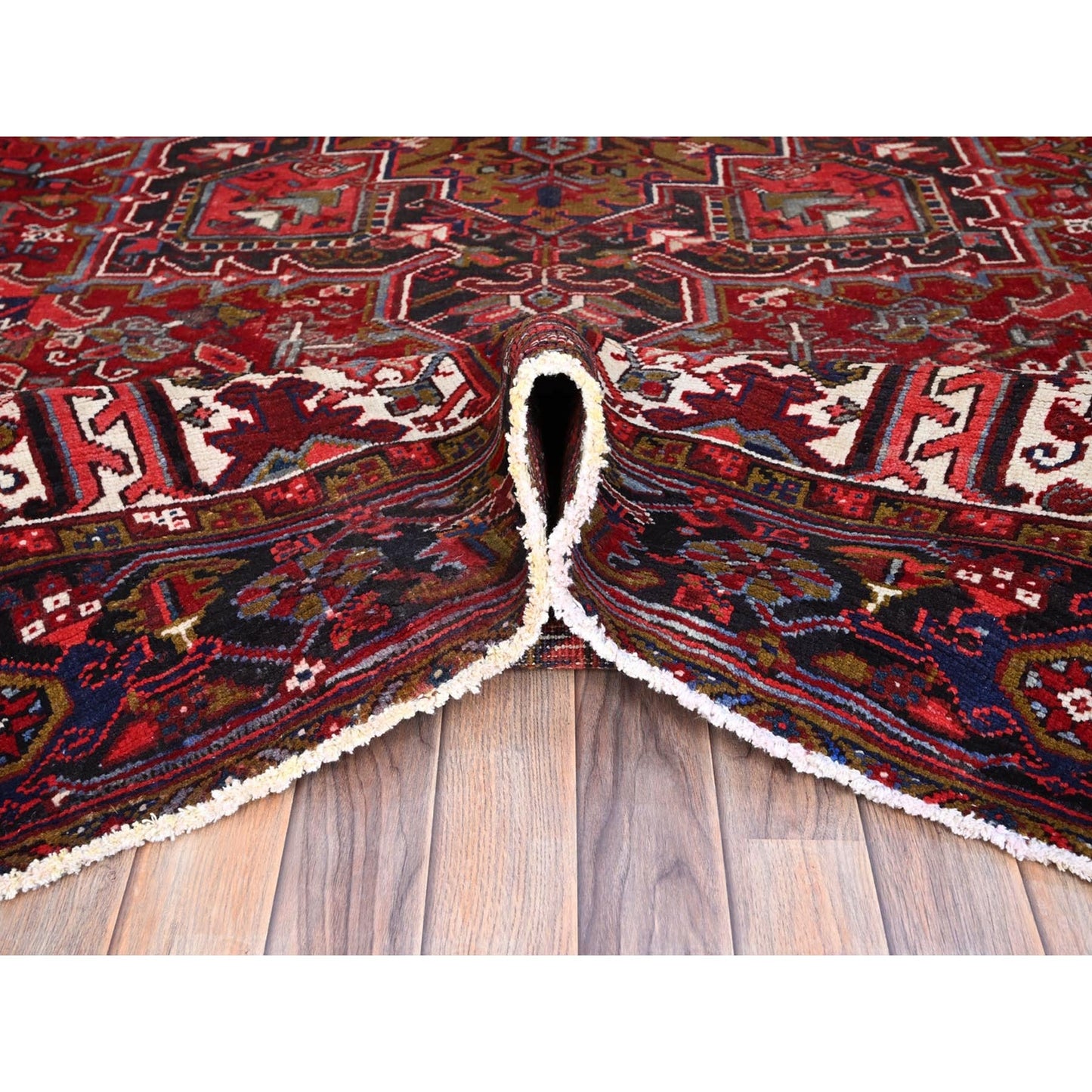 9'1"X12'4" Nationals Red Even Wear Semi Antique Sheared Low Oriental Rug