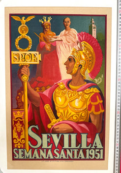 Spanish Travel Poster Sevilla Semana Santa 1951 Pablo Sebastian Original Litho