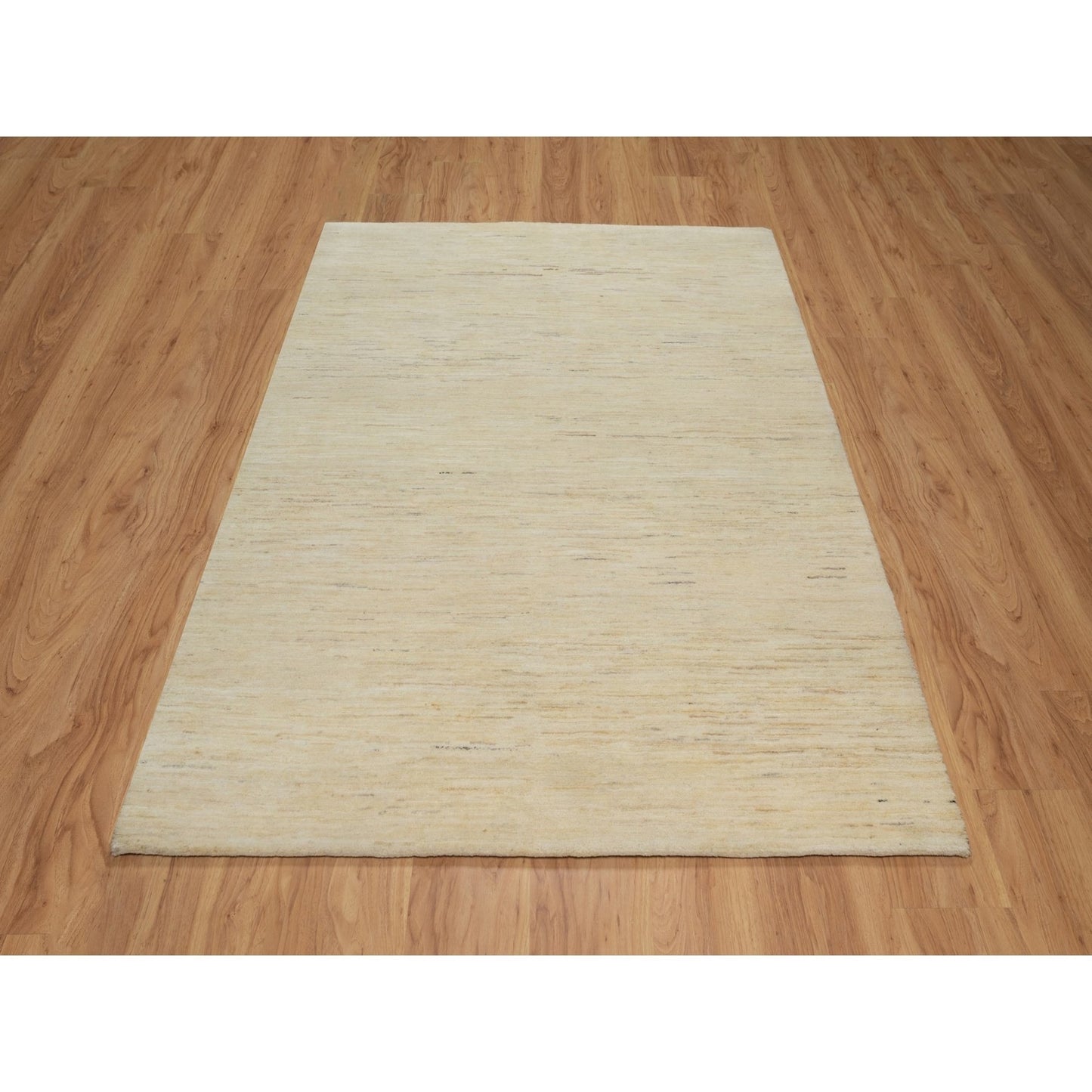 4'9"X6'4" White Modern Plain Design Pure Wool Hand Knotted Oriental Rug