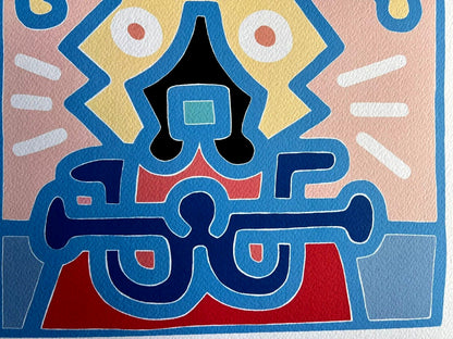 Keith Haring Lithograph From A Painting / Coa Signed In Pen / Numbered In Pencil