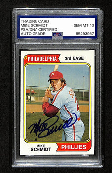 1974 Topps Mike Schmidt Phillies Card #283 Signed