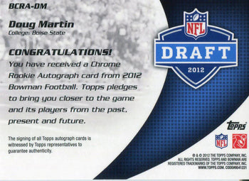Doug Martin Autographed 2012 Bowman Chrome Rookie Card