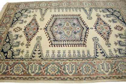 Handmade Indo-Viss Oriental Rug Cream Tribal
