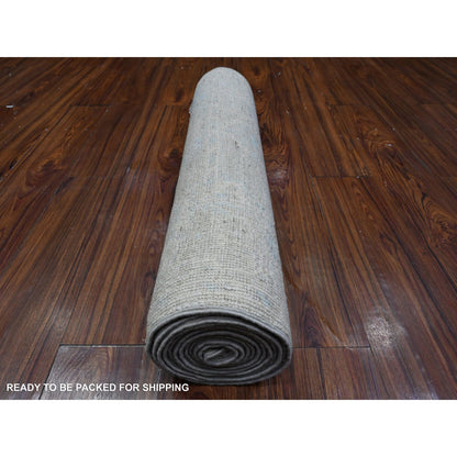 2'8"X12'2" Pure Silver Gray Afghan Angora Oushak Runner Oriental Rug