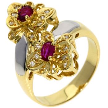 0.29ct Ruby Diamond Ring K18 Yellow Gold PT900