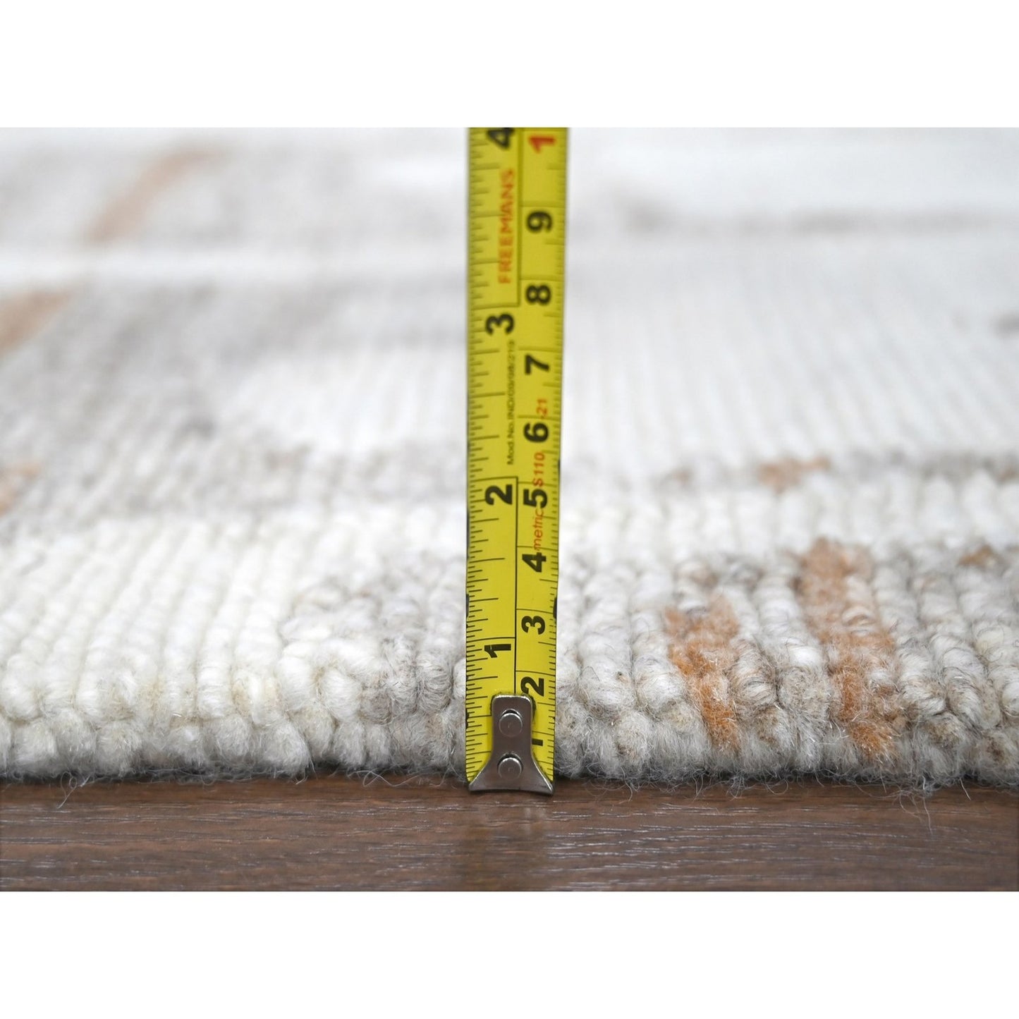 2'1"X3' Ivory Minimalist Swedish Design Flat Weave Hand Knotted Wool Rug