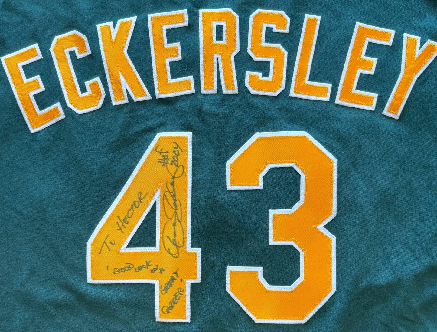 Dennis Eckersley Autographed Oakland Authentic Majestic Jersey