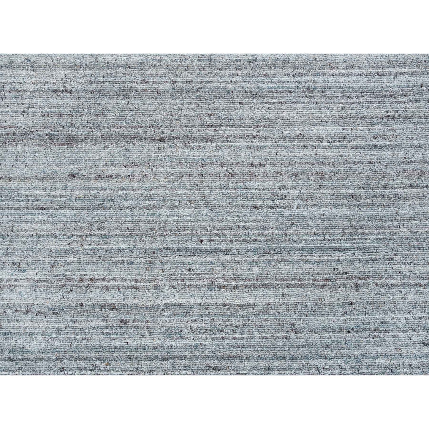 10'1"X10'1"Gray Wool Hand Loomed Modern Striae Design Square Oriental Rug