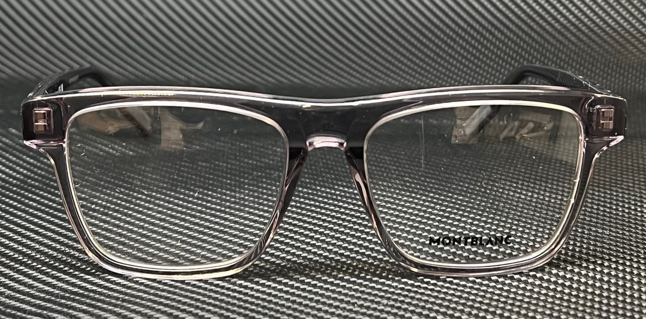 Mont Blanc Mb0203O 005 Transparent Gray Men'S Large 55 Mm Eyeglasses