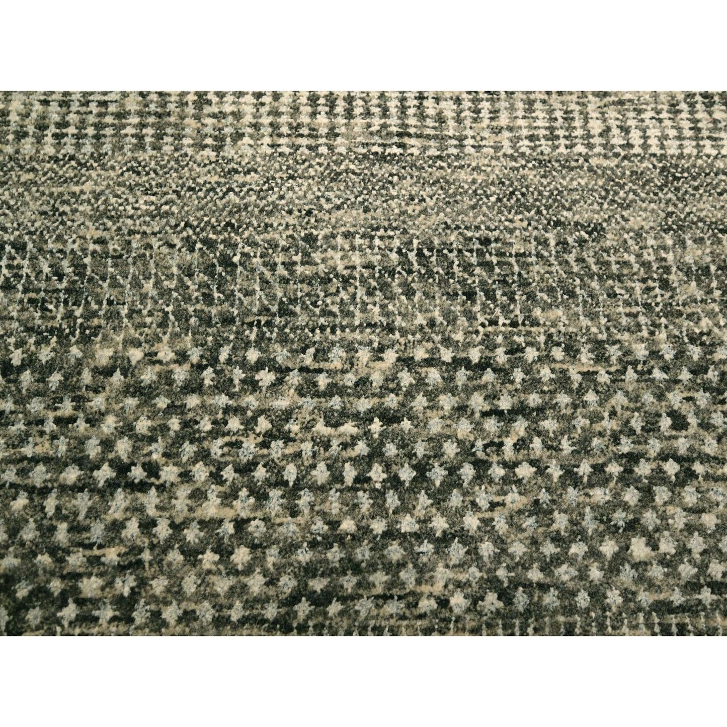 7'9"X10'2" Storm Gray Modern Grass Design Natural Wool Hand Knotted Rug