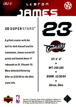 Lebron James 2003 Upper Deck Superstars #Lbj-3 Card