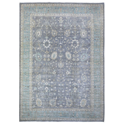 10'2"X14' Sabre Gray Peshawar Mahal Design Hand Knotted Wool Oriental Rug