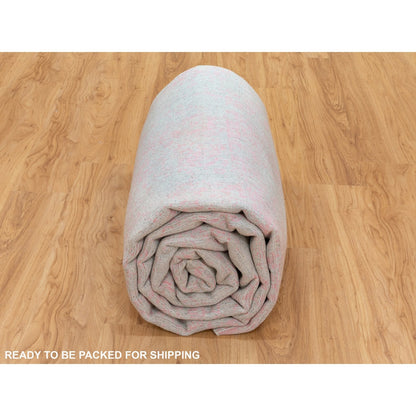 9'X12' Pink Wool And Art Silk All Over Design Hand Loomed Jacquard Rug