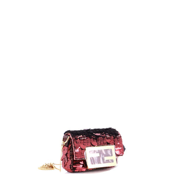 Fendi Chain Baguette Charm Bag Sequins Nano