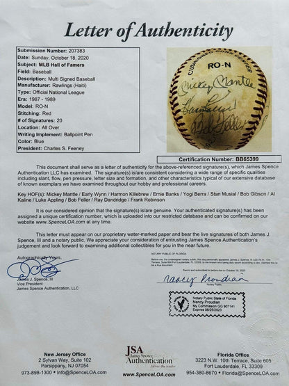 (JSA) MLB Hall Of Famers Autographed Official Baseball