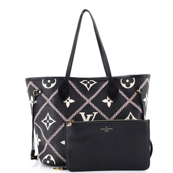 Louis Vuitton Neverfull Nm Tote Monogram Empreinte Giant Broderies Mm