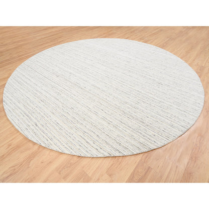 11'10"X11'10" Hand Loomed Natural Wool Plain Modern Design Gray Round Rug