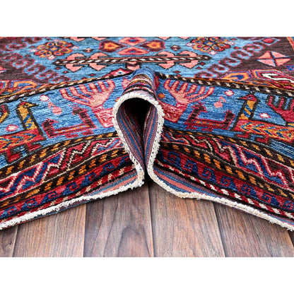 6'X7'8" Ivory Afghan Caucasian Design Revival Soft Wool Hand Knotted Rug