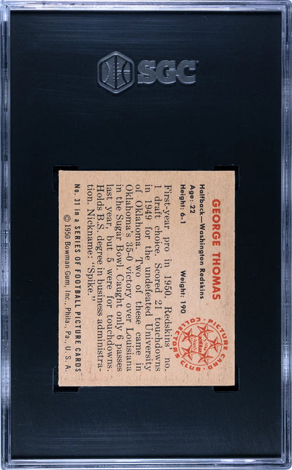 George Thomas 1950 Bowman Card #31 (Sgc Authentic)