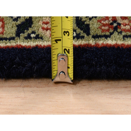 4'X6'2" Black Hand Knotted Wool And Silk Herati 250 Kpsi Rug