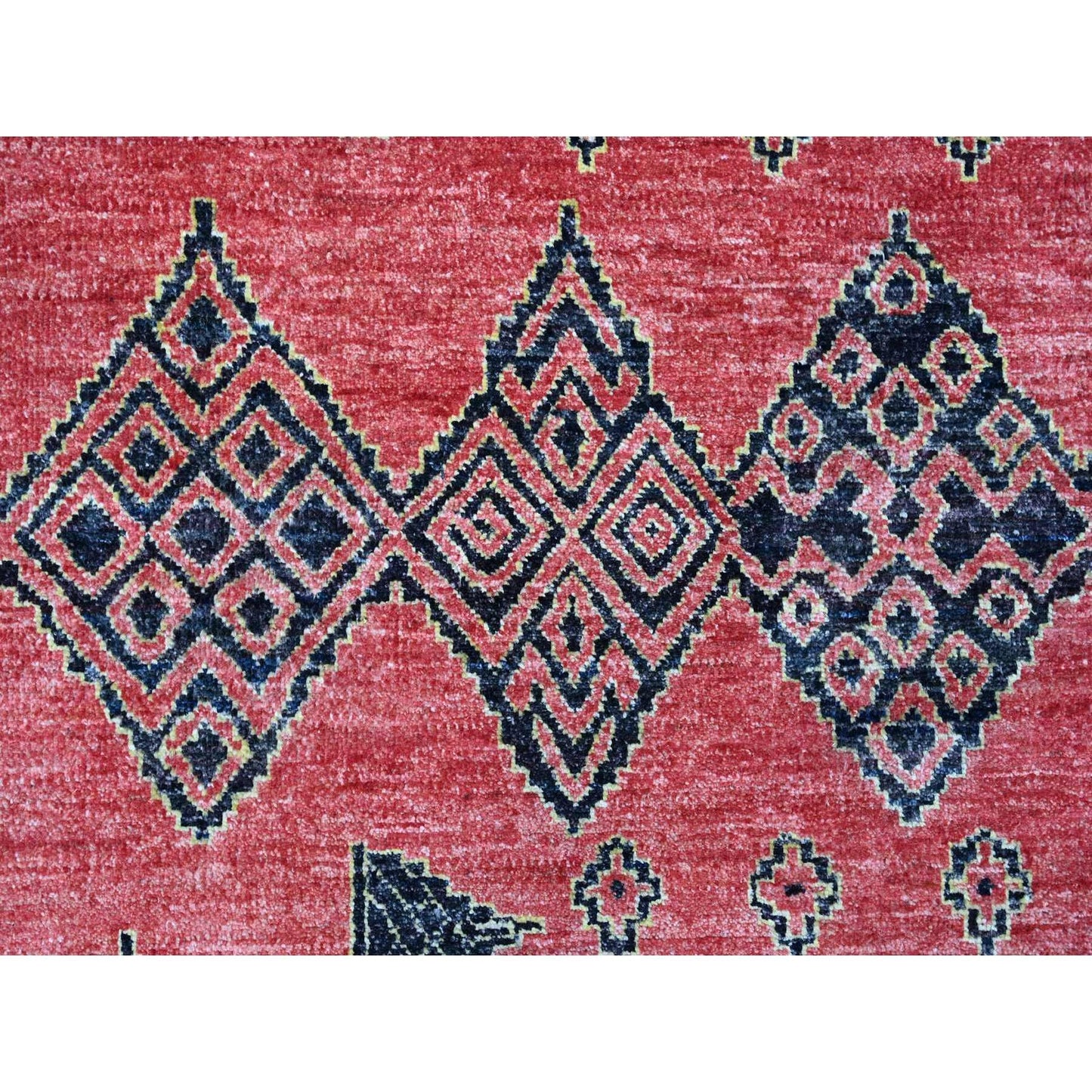 8'7"X11'3" Red Peshawar Berber Influence Geometric Pattern Oriental Rug