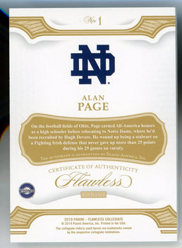 Alan Page 2019 Panini Flawless Autographed #1