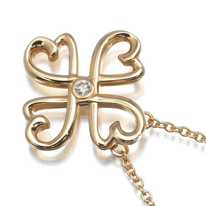 Tiffany&Co. Necklace Diamond Loving Heart Clover 18K 750 Rose Gold