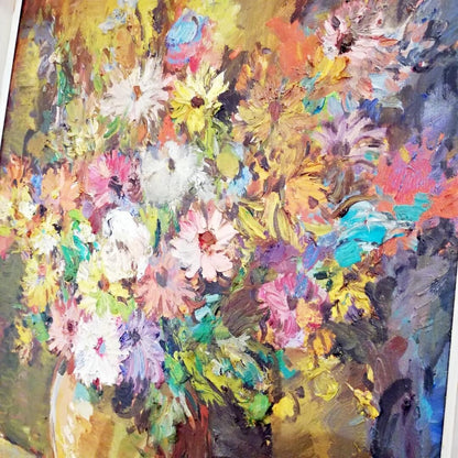 Wlodzimierz Borowczyk Polish Art Original Oil On Canvas Signed Still Life Flower