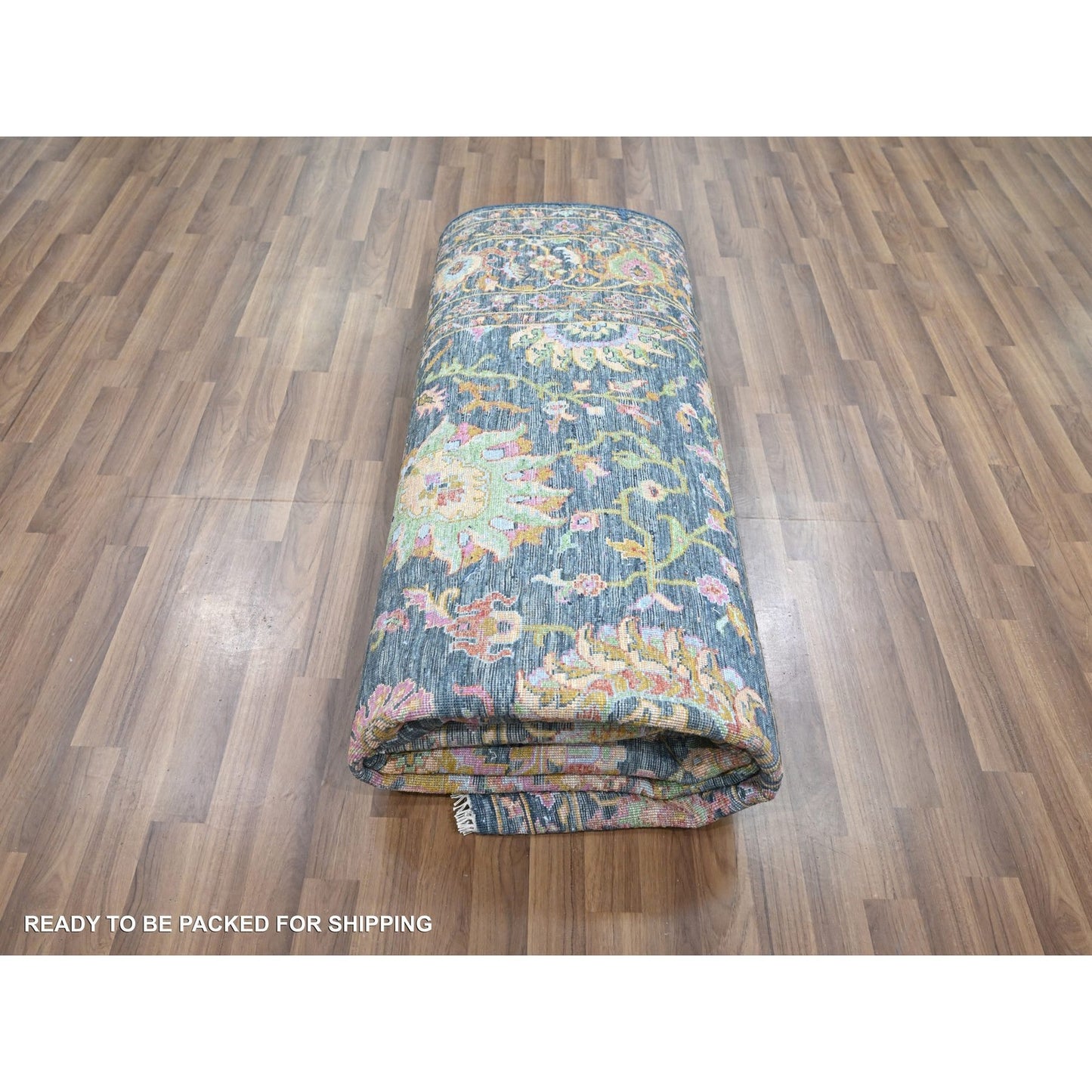 8'X10'2" Blue Colorful All Over Tebraz Design Wool-Silk Hand Knotted Rug