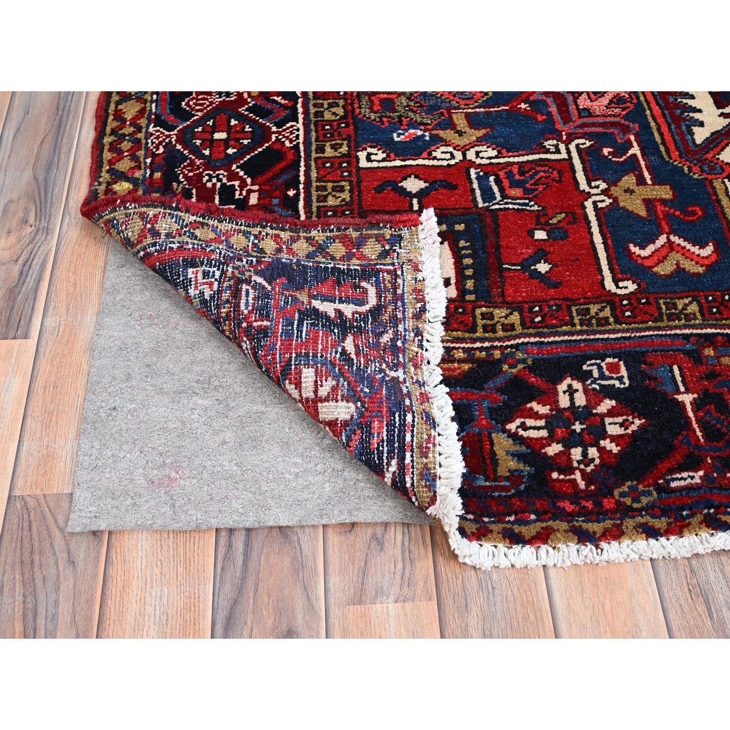 9'X11'3" Locomotive Red Antique Heris Village Design Wool Oriental Rug