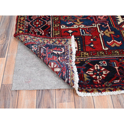 9'X11'3" Locomotive Red Antique Heris Village Design Wool Oriental Rug
